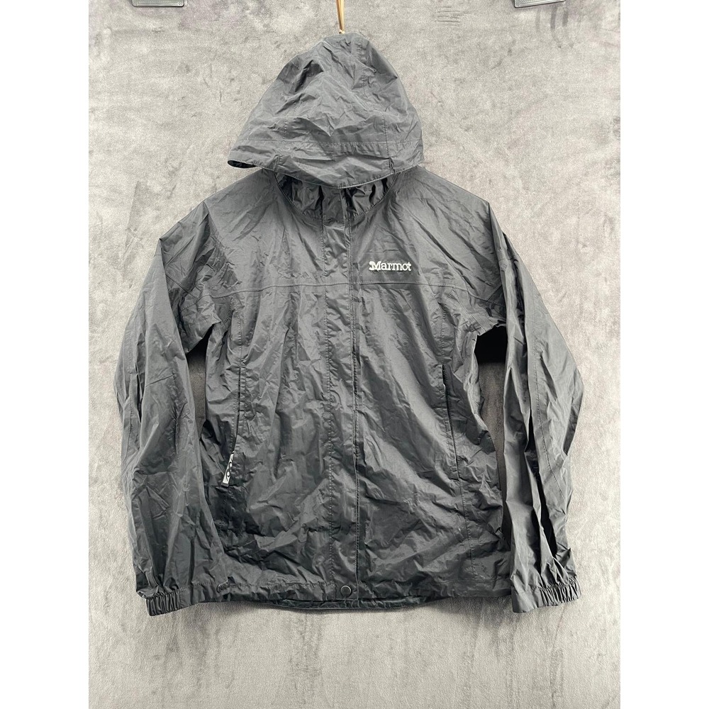 Marmot PreCip Rain Jacket Womens Small Black Waterproof Hooded Shell CC-440